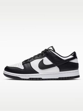 Nike Black and White Dunk Low Leather Sneakers